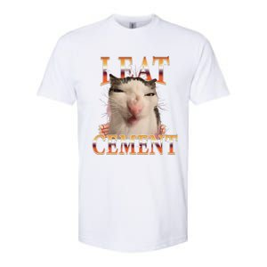 I Eat Cement Cat I Eat Cement Cursed Cat Meme Softstyle CVC T-Shirt