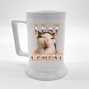 I Eat Cement Cat I Eat Cement Cursed Cat Meme Beer Stein