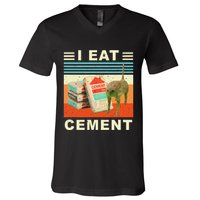 I Eat Cement Cursed Cat Funny Oddly Specific Dank Meme V-Neck T-Shirt