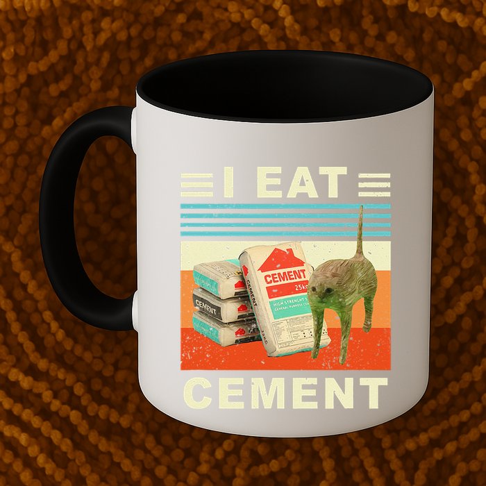 I Eat Cement Cursed Cat Funny Oddly Specific Dank Meme Mug
