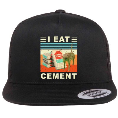 I Eat Cement Cursed Cat Funny Oddly Specific Dank Meme Flatbill Hat