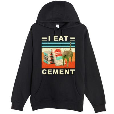 I Eat Cement Cursed Cat Funny Oddly Specific Dank Meme Premium Pullover Hoodie