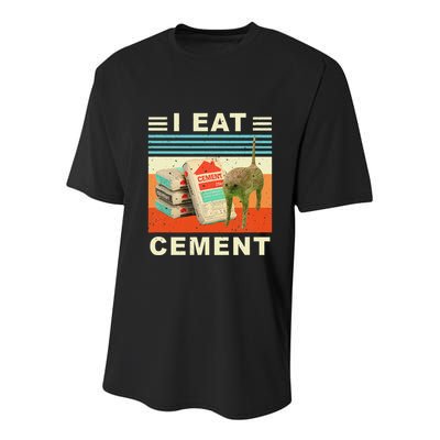I Eat Cement Cursed Cat Funny Oddly Specific Dank Meme Youth Performance Sprint T-Shirt