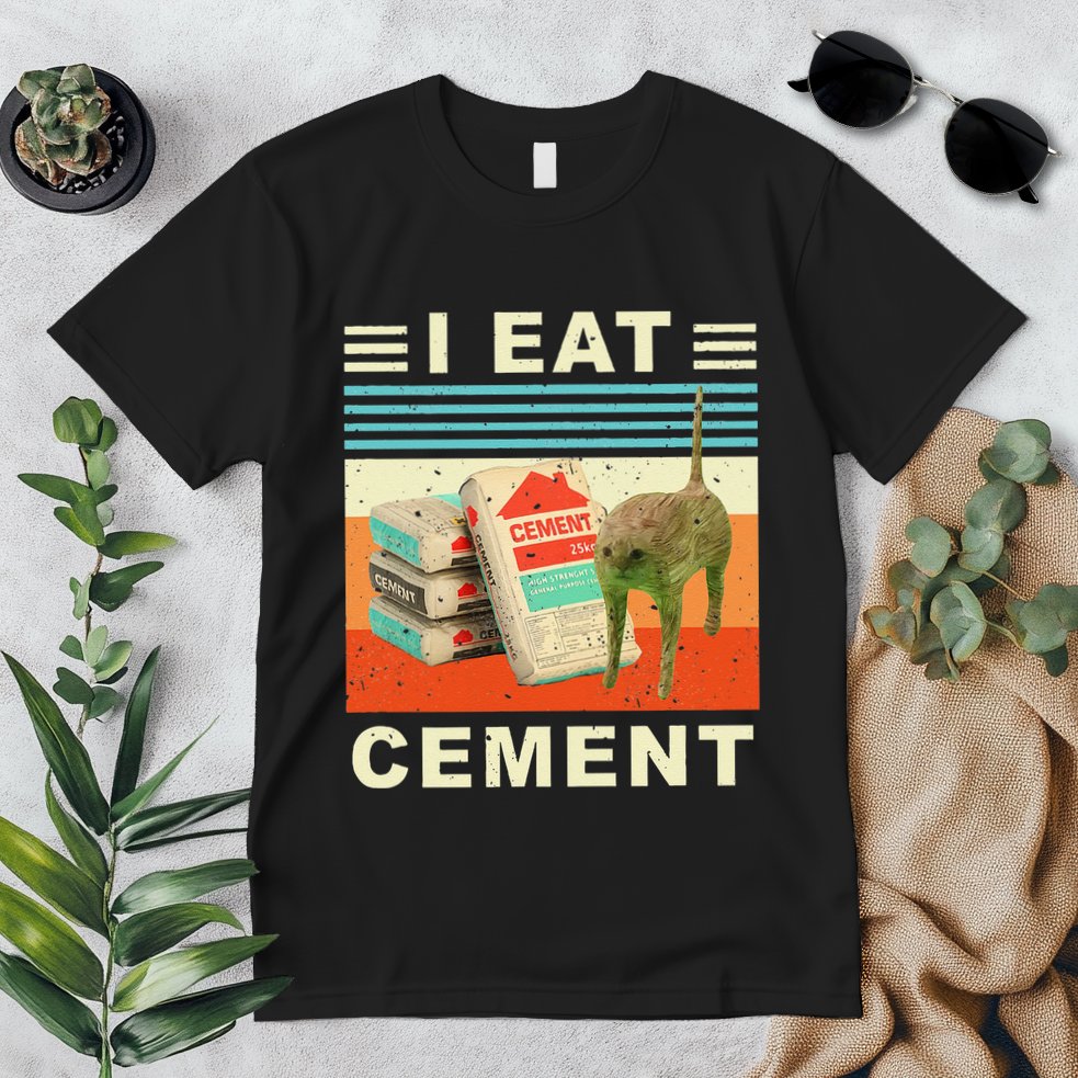 I Eat Cement Cursed Cat Funny Oddly Specific Dank Meme Premium T-Shirt