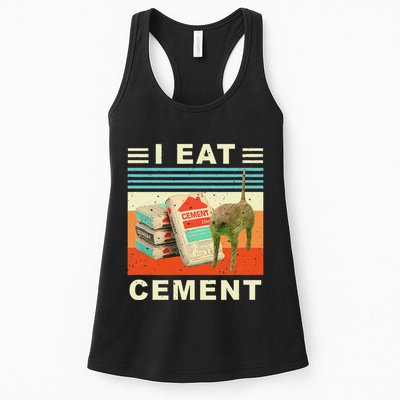 I Eat Cement Cursed Cat Funny Oddly Specific Dank Meme Womens Tank Top