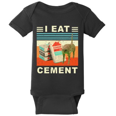 I Eat Cement Cursed Cat Funny Oddly Specific Dank Meme Baby Bodysuit