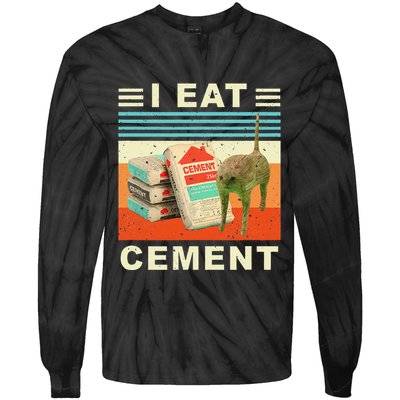 I Eat Cement Cursed Cat Funny Oddly Specific Dank Meme Tie-Dye Long Sleeve Shirt