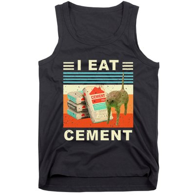 I Eat Cement Cursed Cat Funny Oddly Specific Dank Meme Tank Top