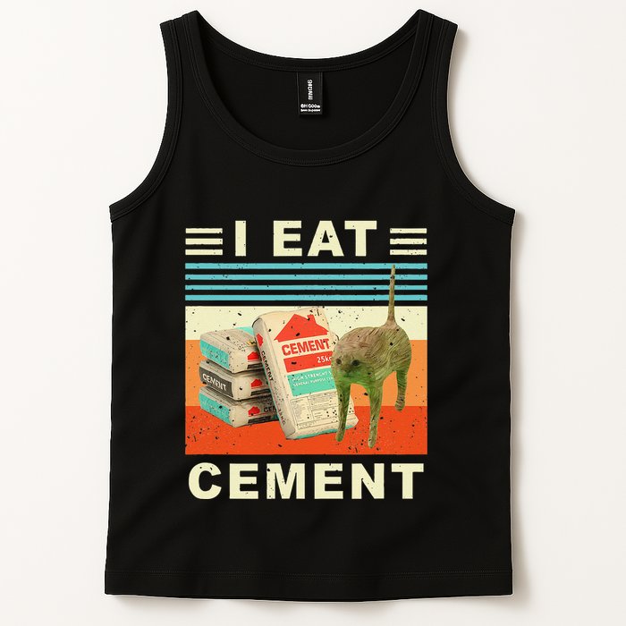 I Eat Cement Cursed Cat Funny Oddly Specific Dank Meme Tank Top
