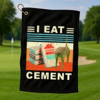 I Eat Cement Cursed Cat Funny Oddly Specific Dank Meme Golf Towel