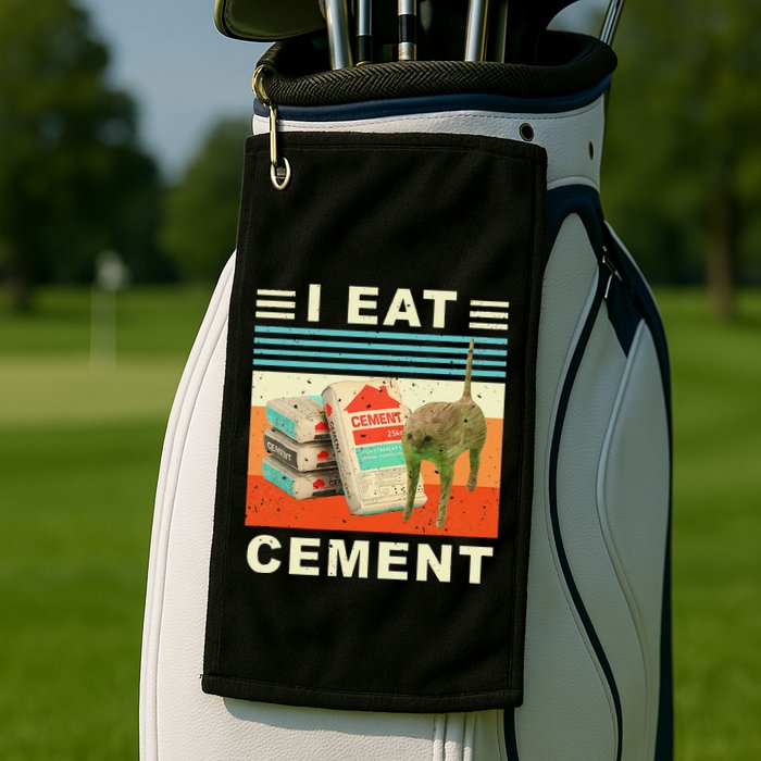 I Eat Cement Cursed Cat Funny Oddly Specific Dank Meme Golf Towel