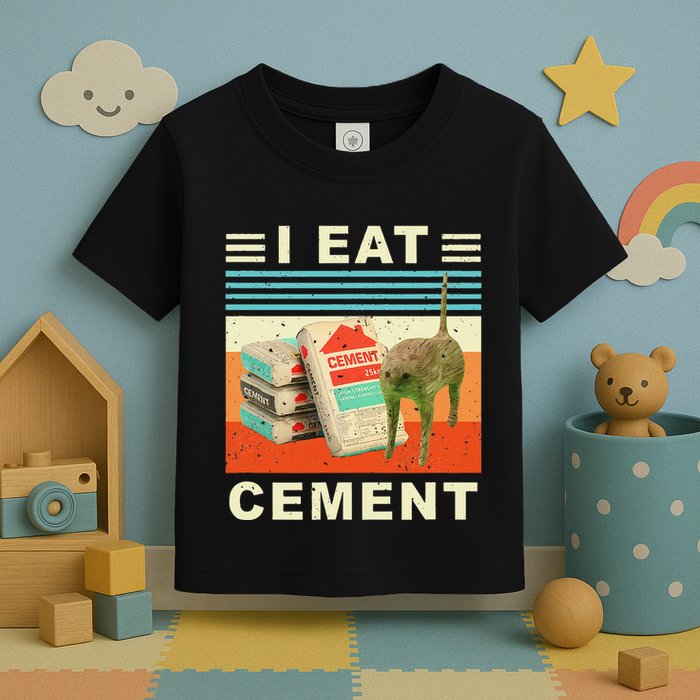 I Eat Cement Cursed Cat Funny Oddly Specific Dank Meme Toddler T-Shirt
