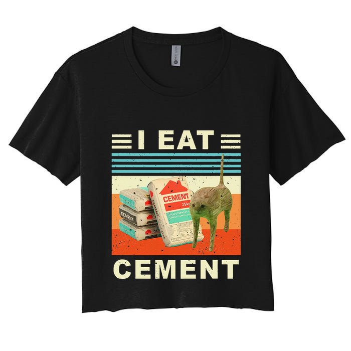 I Eat Cement Cursed Cat Funny Oddly Specific Dank Meme Crop Top