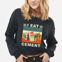 I Eat Cement Cursed Cat Funny Oddly Specific Dank Meme Cropped Pullover Crew