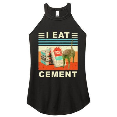 I Eat Cement Cursed Cat Funny Oddly Specific Dank Meme Women's Perfect Tri Rocker Tank