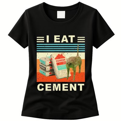 I Eat Cement Cursed Cat Funny Oddly Specific Dank Meme Womens T-Shirt
