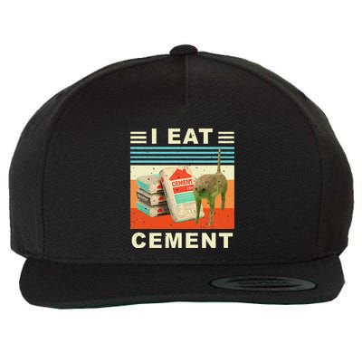 I Eat Cement Cursed Cat Funny Oddly Specific Dank Meme Wool Snapback Cap