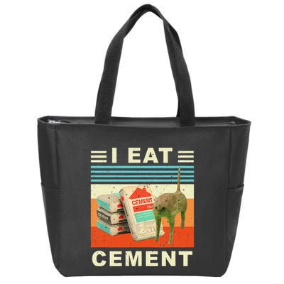 I Eat Cement Cursed Cat Funny Oddly Specific Dank Meme Zip Tote Bag