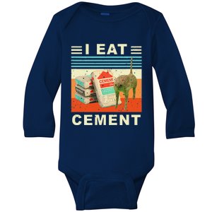 I Eat Cement Cursed Cat Funny Oddly Specific Dank Meme Baby Long Sleeve Bodysuit