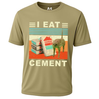 I Eat Cement Cursed Cat Funny Oddly Specific Dank Meme Performance Shirt