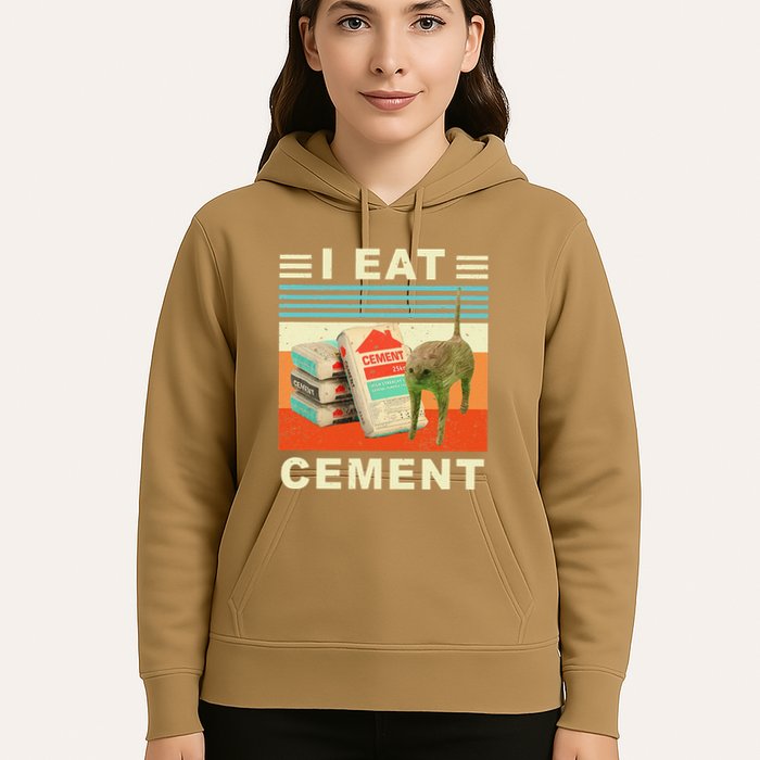 I Eat Cement Cursed Cat Funny Oddly Specific Dank Meme Hoodie