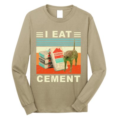 I Eat Cement Cursed Cat Funny Oddly Specific Dank Meme Long Sleeve Shirt