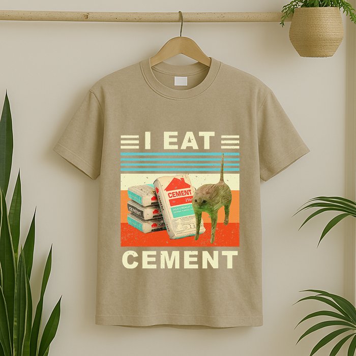 I Eat Cement Cursed Cat Funny Oddly Specific Dank Meme T-Shirt