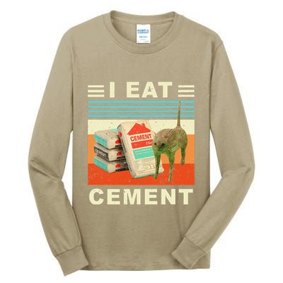 I Eat Cement Cursed Cat Funny Oddly Specific Dank Meme Tall Long Sleeve T-Shirt