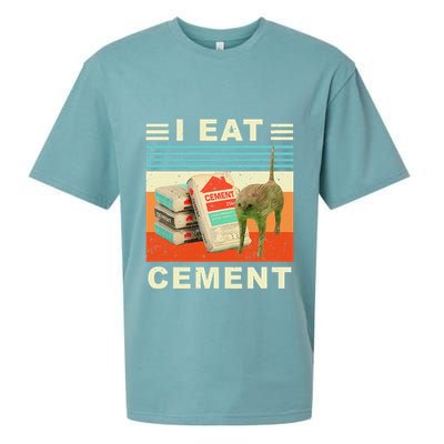 I Eat Cement Cursed Cat Funny Oddly Specific Dank Meme Sueded Cloud Jersey T-Shirt