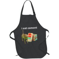 I Eat Cement Cursed Cat Funny Oddly Specific Dank Meme Full-Length Apron With Pockets