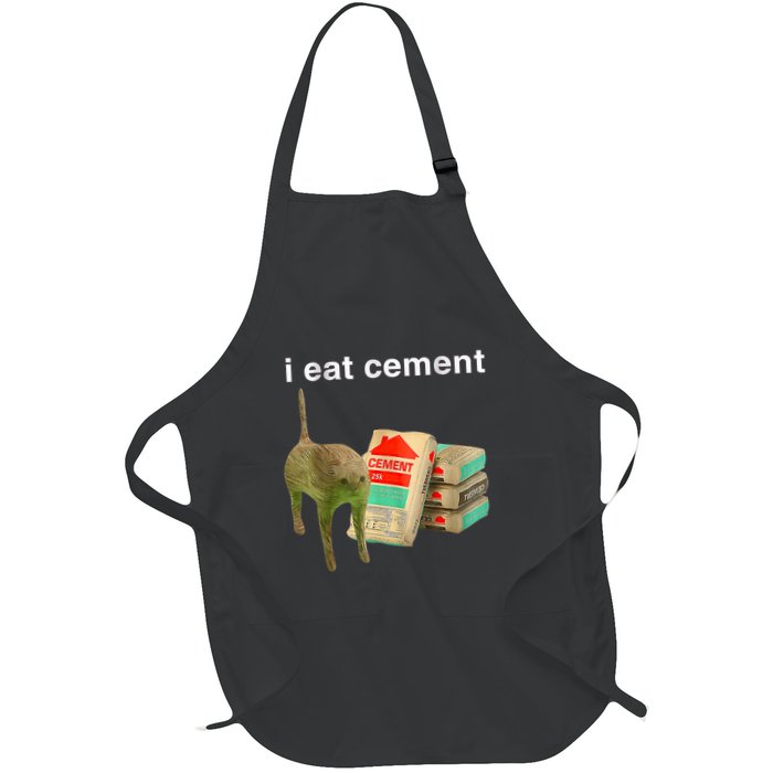 I Eat Cement Cursed Cat Funny Oddly Specific Dank Meme Full-Length Apron With Pockets