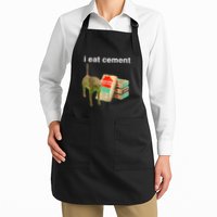 I Eat Cement Cursed Cat Funny Oddly Specific Dank Meme Full-Length Apron With Pockets