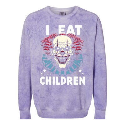 I Eat Children Scary Halloween Adult Humor Evil Clown Colorblast Crewneck Sweatshirt