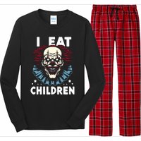 I Eat Children Scary Halloween Adult Humor Evil Clown Long Sleeve Pajama Set