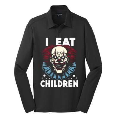 I Eat Children Scary Halloween Adult Humor Evil Clown Silk Touch Performance Long Sleeve Polo