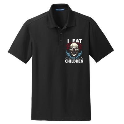 I Eat Children Scary Halloween Adult Humor Evil Clown Dry Zone Grid Polo