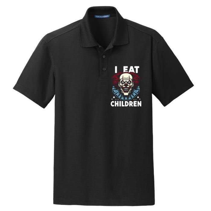 I Eat Children Scary Halloween Adult Humor Evil Clown Dry Zone Grid Polo