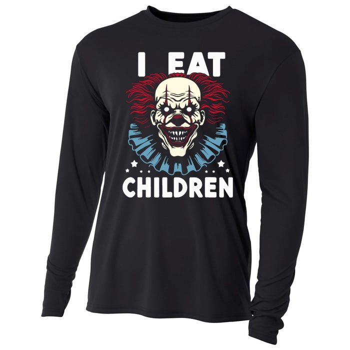 I Eat Children Scary Halloween Adult Humor Evil Clown Cooling Performance Long Sleeve Crew