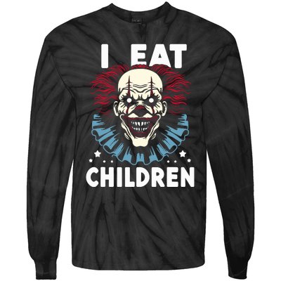 I Eat Children Scary Halloween Adult Humor Evil Clown Tie-Dye Long Sleeve Shirt