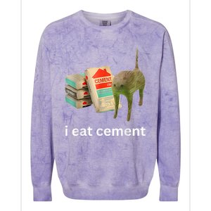 I Eat Cement Funny Meme Cat Colorblast Crewneck Sweatshirt