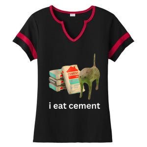 I Eat Cement Funny Meme Cat Ladies Halftime Notch Neck Tee