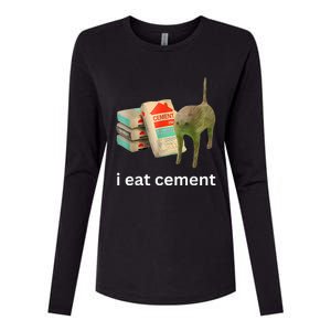 I Eat Cement Funny Meme Cat Womens Cotton Relaxed Long Sleeve T-Shirt