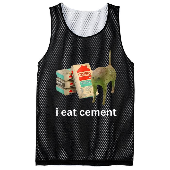 I Eat Cement Funny Meme Cat Mesh Reversible Basketball Jersey Tank