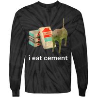 I Eat Cement Funny Meme Cat Tie-Dye Long Sleeve Shirt