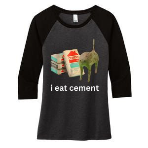 I Eat Cement Funny Meme Cat Women's Tri-Blend 3/4-Sleeve Raglan Shirt