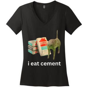 I Eat Cement Funny Meme Cat Women's V-Neck T-Shirt