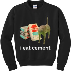 I Eat Cement Funny Meme Cat Kids Sweatshirt