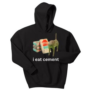 I Eat Cement Funny Meme Cat Kids Hoodie