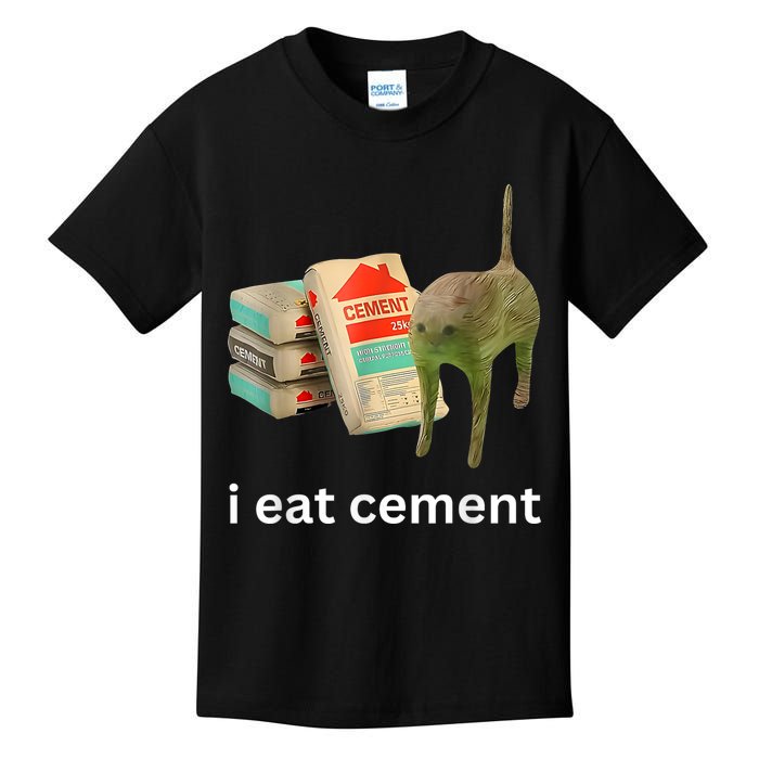 I Eat Cement Funny Meme Cat Kids T-Shirt