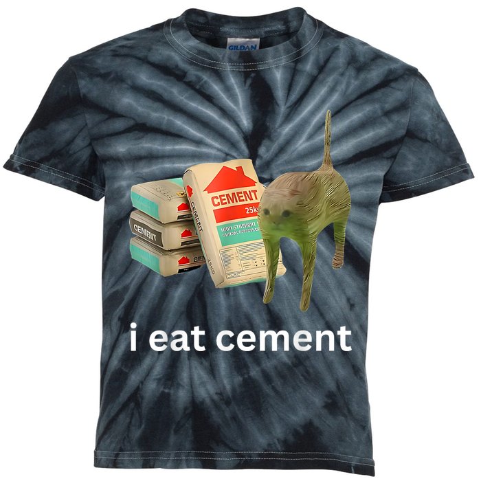 I Eat Cement Funny Meme Cat Kids Tie-Dye T-Shirt